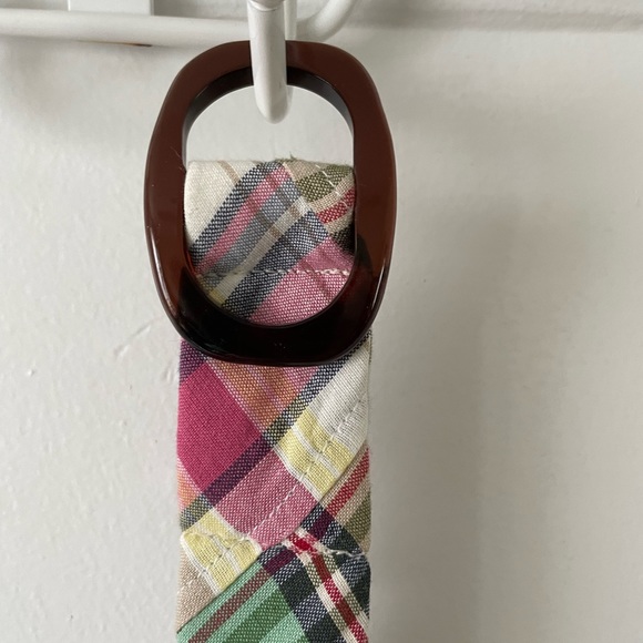 J CREW BELT - COTTON - Madras Plaid - New without Tag - Brown buckle - Size M/L - Picture 7 of 7